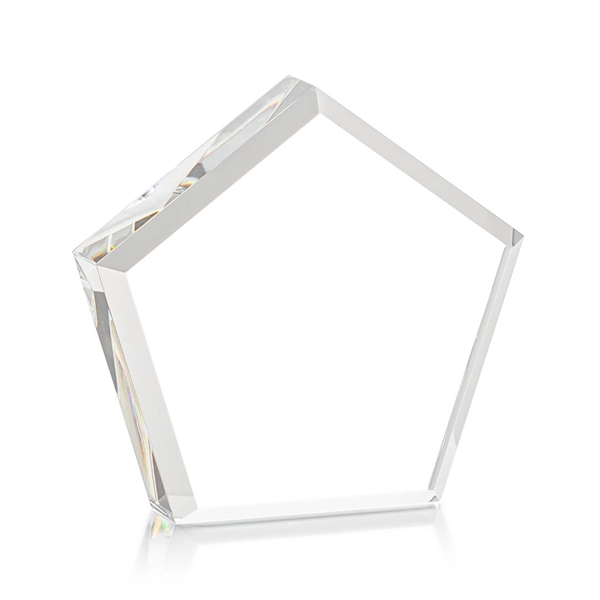 The Genosee Award is a sparkling faceted extra-thick Optical Crystal pentagon... from ASI 84592 St Regis Group / St Regis