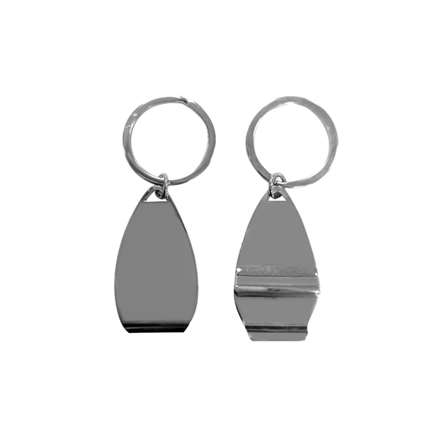 Surfboard-shaped metal bottle opener keychain with split keyring attachment plus epoxy... from ASI 37218 Athena Promo (tm)