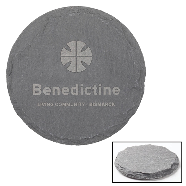 4" round beverage coaster crafted of slate stone and backed by... from ASI 57655 STOPNGO Line