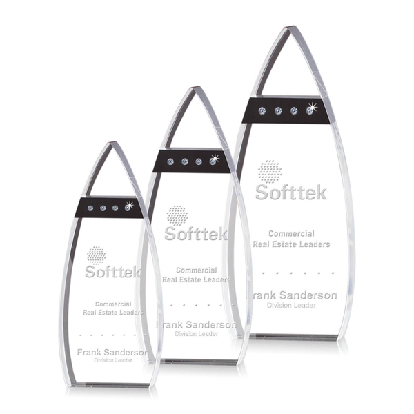 Spectacular Curved Optical Crystal award with Black Optical accents complimented with... from ASI 84592 St Regis Group / St Regis