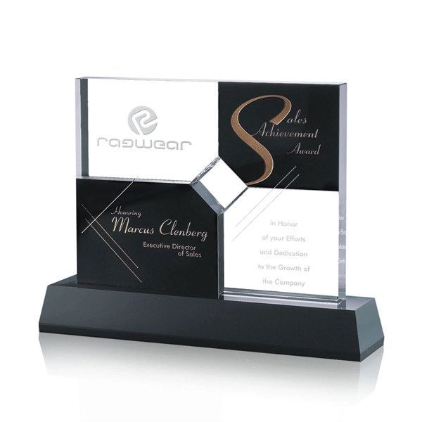 Unique optical crystal award with matching black or blue base.... from ASI 84592 St Regis Group / St Regis