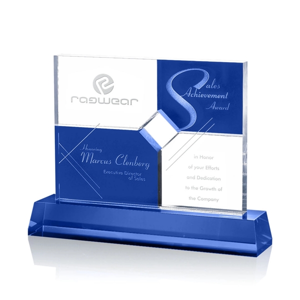 Unique optical crystal award with matching black or blue base.... from ASI 84592 St Regis Group / St Regis