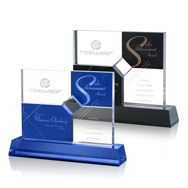 Unique optical crystal award with matching black or blue base.... from ASI 84592 St Regis Group / St Regis