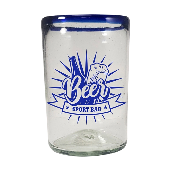 16 oz. Jalisco Hand-Blown Mexican Drinking Glass With Colored Rim... from ASI 80060 VisionUSA
