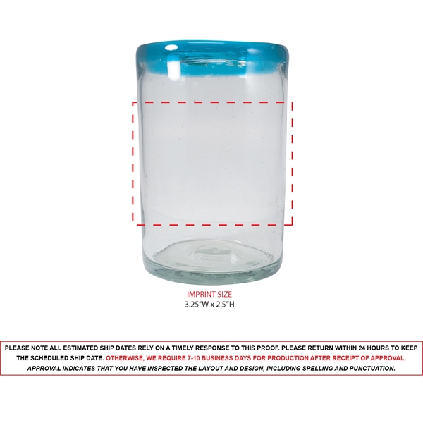 16 oz. Jalisco Hand-Blown Mexican Drinking Glass With Colored Rim... from ASI 80060 VisionUSA