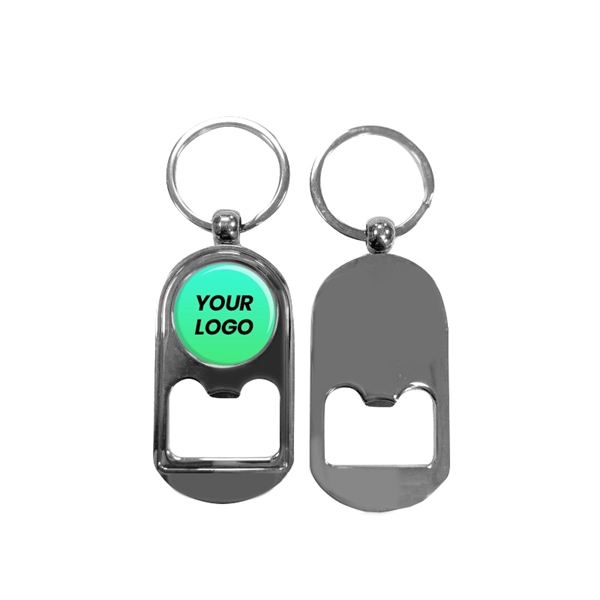 Rounded metal bottle opener with split keyring attachment plus epoxy doming... from ASI 37218 Athena Promo (tm)