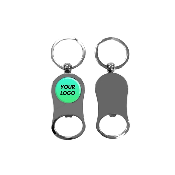 Bottle opener keychain with epoxy doming on 1 side and shipping... from ASI 37218 Athena Promo (tm)