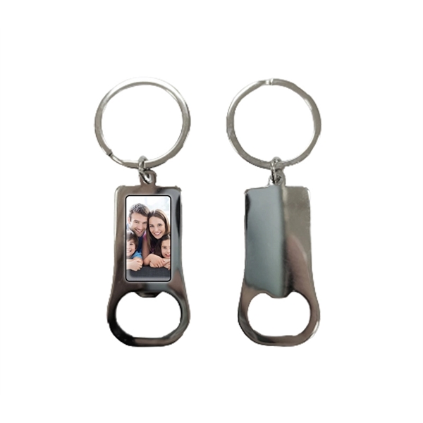 Rectangular metal bottle opener with split keyring attachment plus epoxy doming... from ASI 37218 Athena Promo (tm)