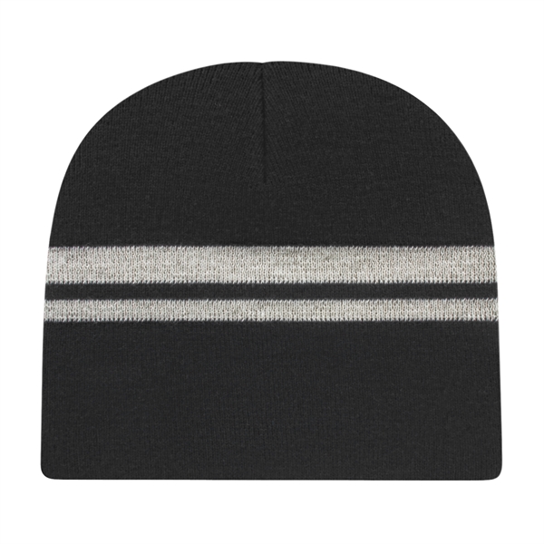 Acrylic knit stretch beanie with reflective striping.... from ASI 43792 Cap America Inc