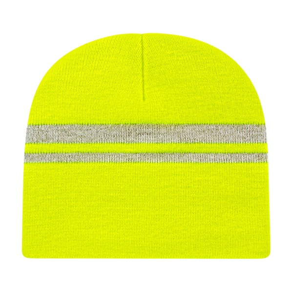 Acrylic knit stretch beanie with reflective striping.... from ASI 43792 Cap America Inc