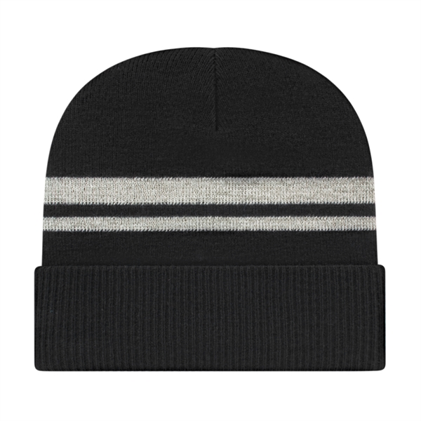 Acrylic knit cap with heavy ribbed cuff with poly blend reflective... from ASI 43792 Cap America Inc