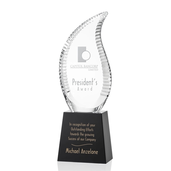 Crystal optical scalloped flame award on tall optical base.... from ASI 84592 St Regis Group / St Regis
