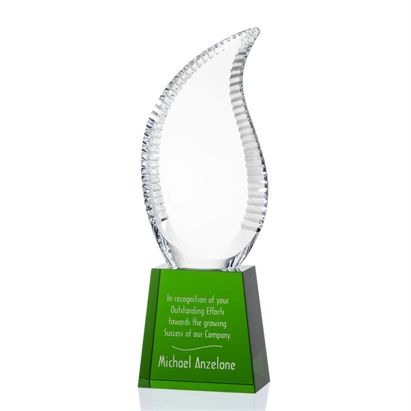 Crystal optical scalloped flame award on tall optical base.... from ASI 84592 St Regis Group / St Regis