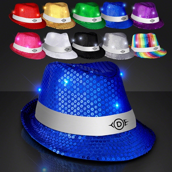Blank or Imprinted. Custom shiny fedora hats with flashing lights.... from ASI 34194 ALightPromos / Alight Promotional Products