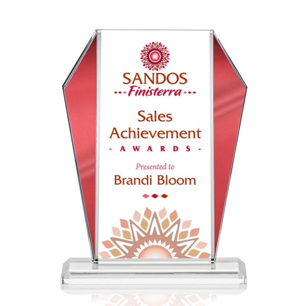 The Newbury Starfire Crystal VividPrint™ Award features elegant Red Metallic accents... from ASI 84592 St Regis Group / St Regis