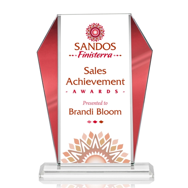 The Newbury Starfire Crystal VividPrint™ Award features elegant Red Metallic accents... from ASI 84592 St Regis Group / St Regis