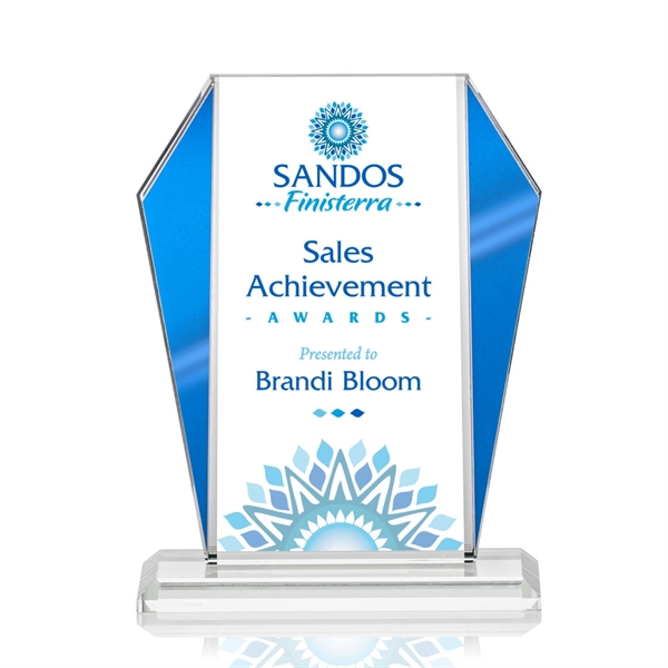 The Newbury Starfire Crystal VividPrint™ Award features elegant Blue Metallic accents... from ASI 84592 St Regis Group / St Regis