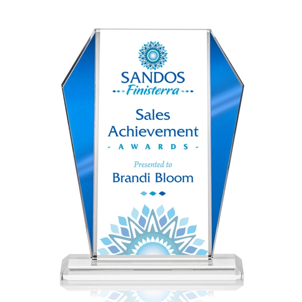 The Newbury Starfire Crystal VividPrint™ Award features elegant Blue Metallic accents... from ASI 84592 St Regis Group / St Regis