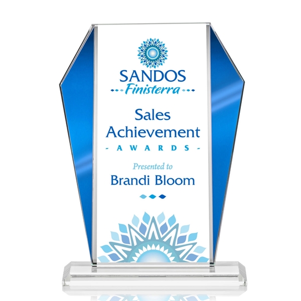 The Newbury Starfire Crystal VividPrint™ Award features elegant Blue Metallic accents... from ASI 84592 St Regis Group / St Regis