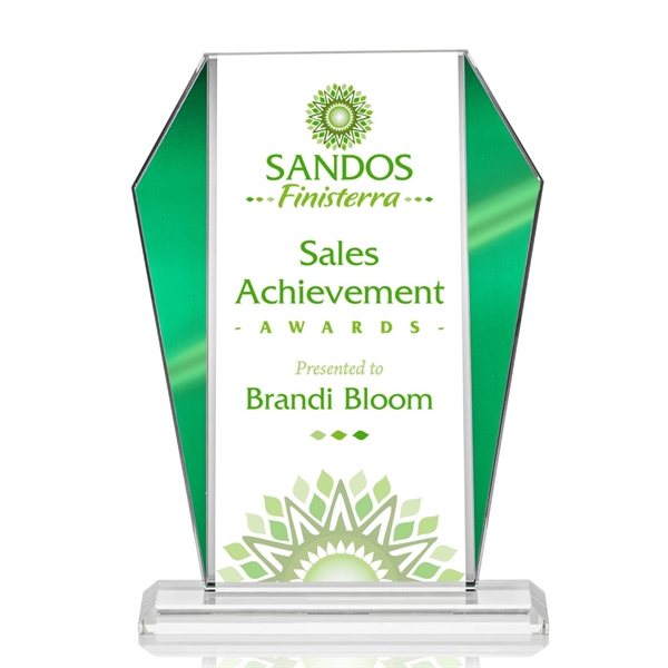 The Newbury Starfire Crystal VividPrint™ Award features elegant Green Metallic accents... from ASI 84592 St Regis Group / St Regis