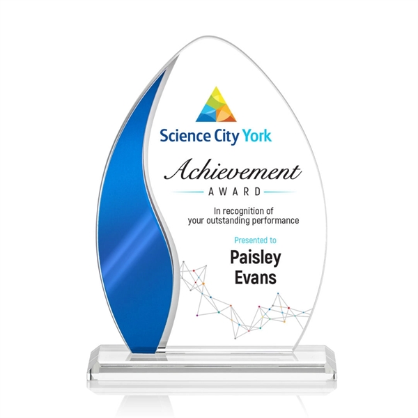 The Sherborne Starfire Crystal VividPrint™ Award features an elegant Blue Metallic... from ASI 84592 St Regis Group / St Regis