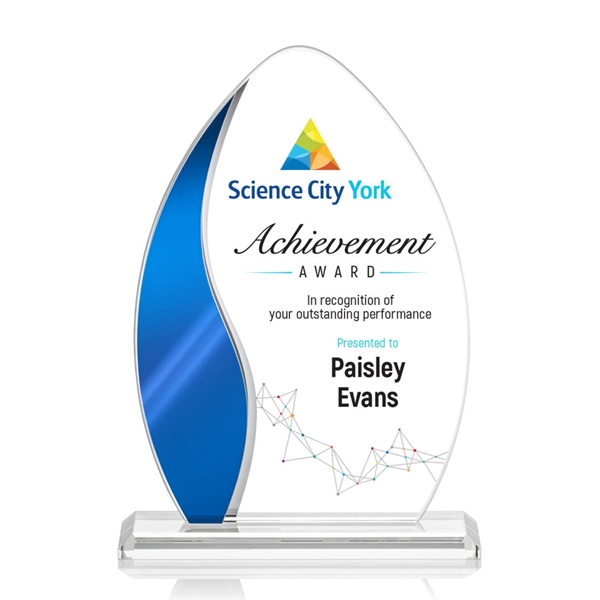 The Sherborne Starfire Crystal VividPrint™ Award features an elegant Blue Metallic... from ASI 84592 St Regis Group / St Regis