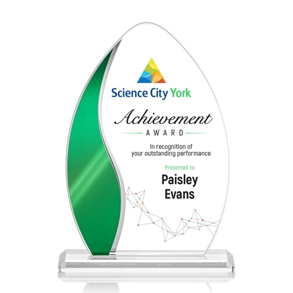 The Sherborne Starfire Crystal VividPrint™ Award features an elegant Green Metallic... from ASI 84592 St Regis Group / St Regis