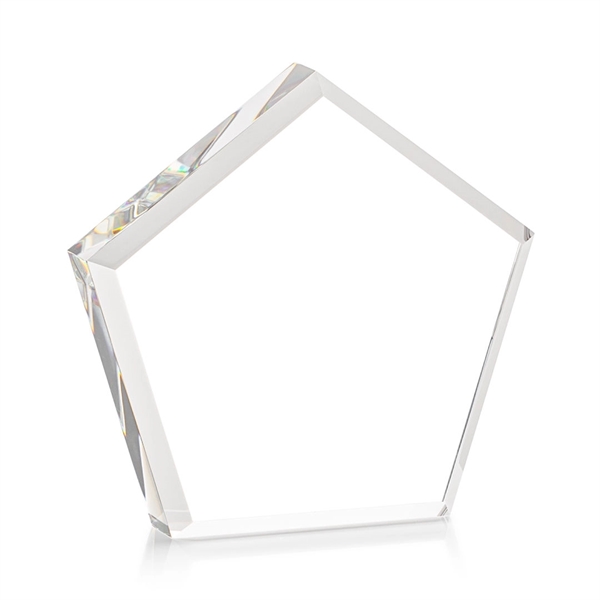 The Genosee Award is a sparkling faceted extra-thick Optical Crystal pentagon... from ASI 84592 St Regis Group / St Regis