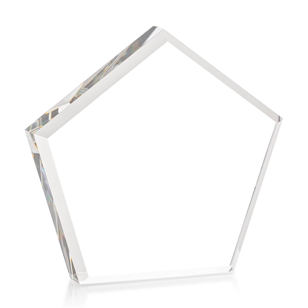 The Genosee Award is a sparkling faceted extra-thick Optical Crystal pentagon... from ASI 84592 St Regis Group / St Regis