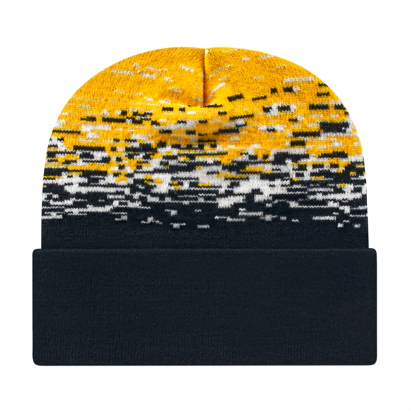 Knit acrylic cuffed beanie in 18 colors with static pattern.... from ASI 43792 Cap America Inc