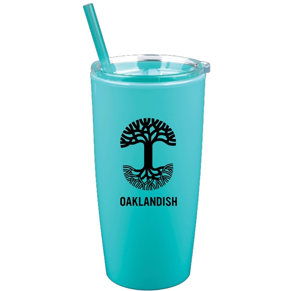 22 oz. Double-Wall Insulated Tumbler with Matching Lid and Straw. BPA... from ASI 80060 VisionUSA