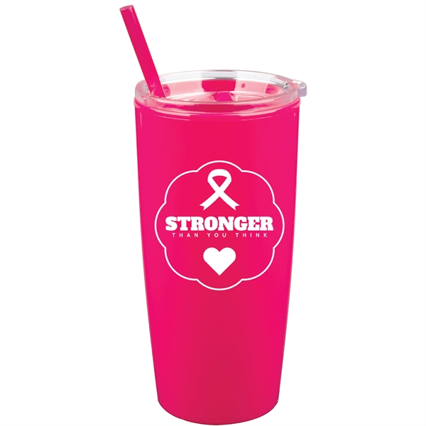 22 oz. Double-Wall Insulated Tumbler with Matching Lid and Straw. BPA... from ASI 80060 VisionUSA