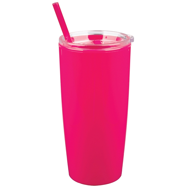 22 oz. Double-Wall Insulated Tumbler with Matching Lid and Straw. BPA... from ASI 80060 VisionUSA