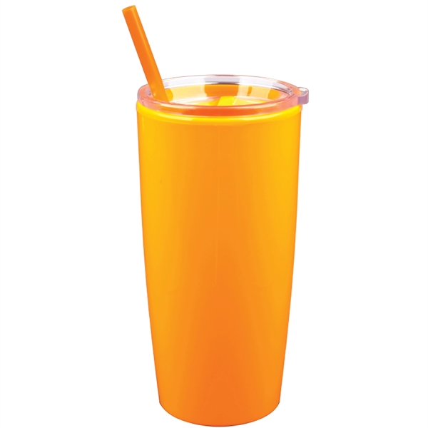 22 oz. Double-Wall Insulated Tumbler with Matching Lid and Straw. BPA... from ASI 80060 VisionUSA