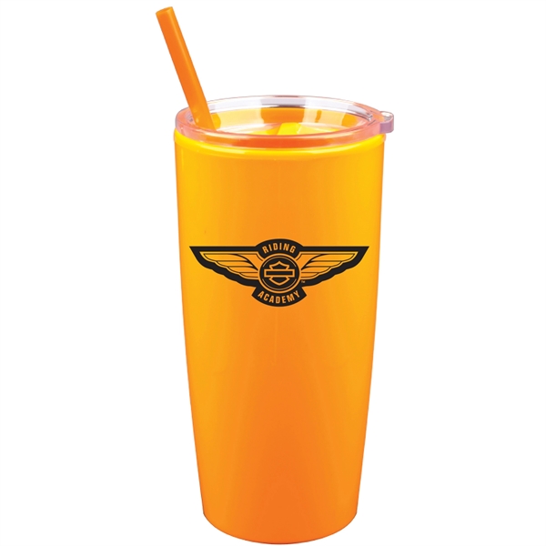 22 oz. Double-Wall Insulated Tumbler with Matching Lid and Straw. BPA... from ASI 80060 VisionUSA
