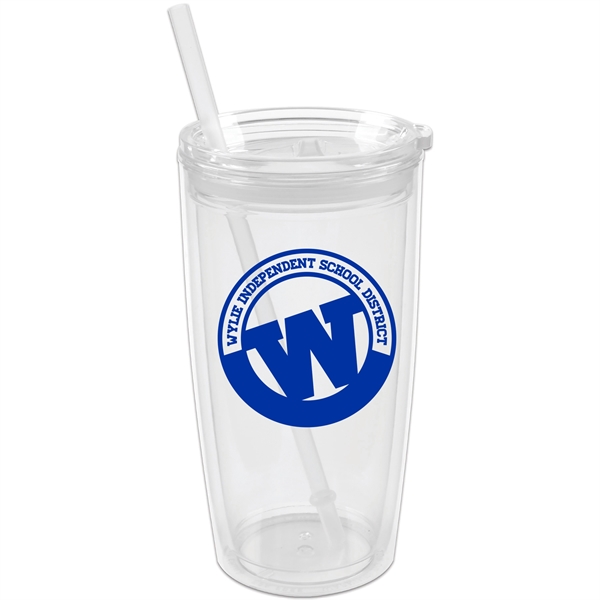 22 oz. Double-Wall Insulated Tumbler with Matching Lid and Straw. BPA... from ASI 80060 VisionUSA