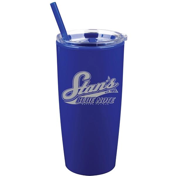 22 oz. Double-Wall Insulated Tumbler with Matching Lid and Straw. BPA... from ASI 80060 VisionUSA
