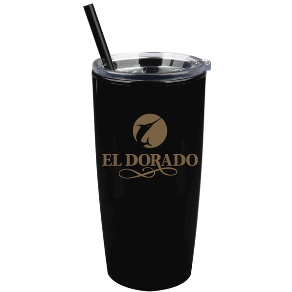 22 oz. Double-Wall Insulated Tumbler with Matching Lid and Straw. BPA... from ASI 80060 VisionUSA