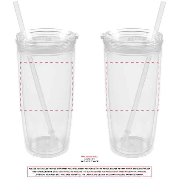 22 oz. Double-Wall Insulated Tumbler with Matching Lid and Straw. BPA... from ASI 80060 VisionUSA