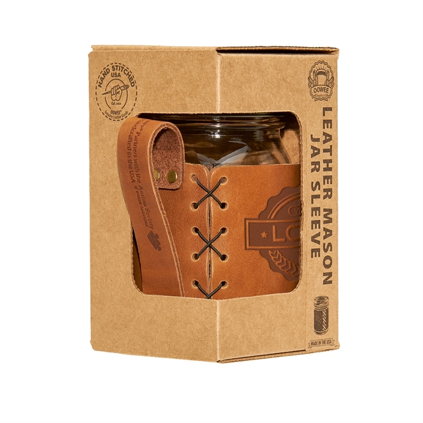 100% Genuine leather sleeve with handle and built-in coaster fits standard... from ASI 75126 Oowee Products / OOWEE PRODUCTS