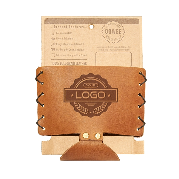 100% Genuine leather sleeve with handle and built-in coaster fits standard... from ASI 75126 Oowee Products / OOWEE PRODUCTS