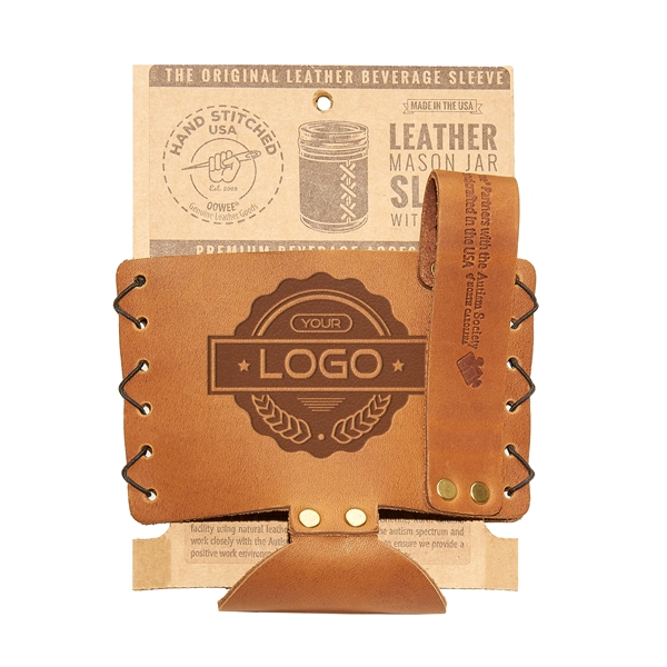 100% Genuine leather sleeve with handle and built-in coaster fits standard... from ASI 75126 Oowee Products / OOWEE PRODUCTS