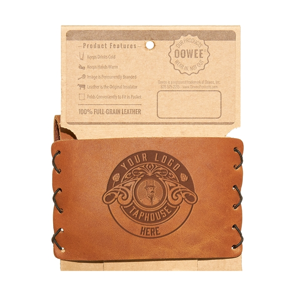 100% Genuine Leather "Wide Mouth" Mason Jar Sleeve with handle fits... from ASI 75126 Oowee Products