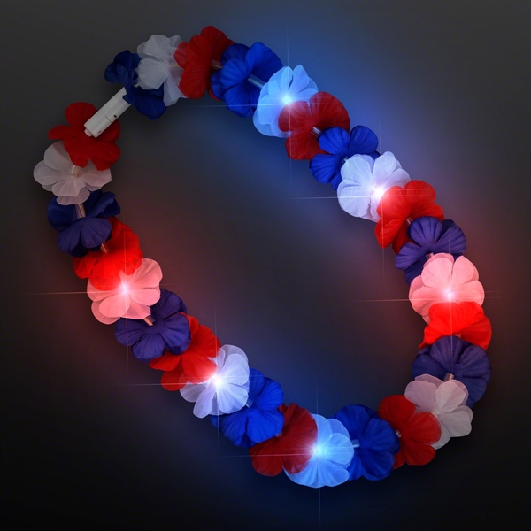 LED Light Up Flashing Hawaiian Flower Lei Party Necklaces, Blank Stock... from ASI 34194 ALightPromos / Alight Promotional Products