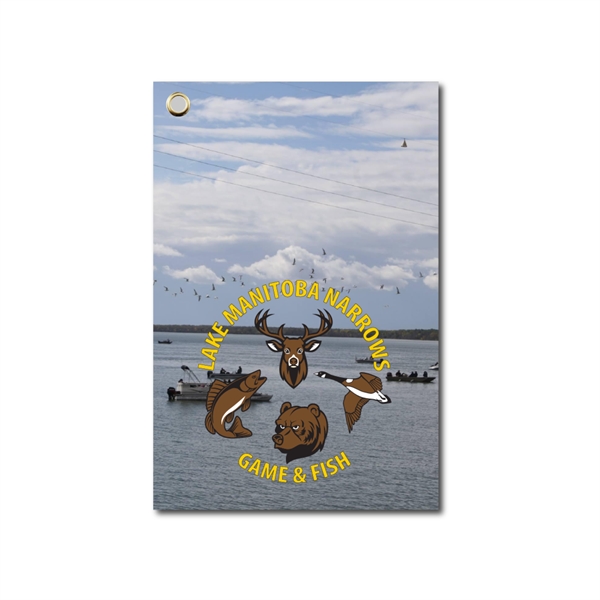 This towel is 100% micro-suede with a dye sublimation imprint so... from ASI 76797 Pelican Graphics / Pelican Lures