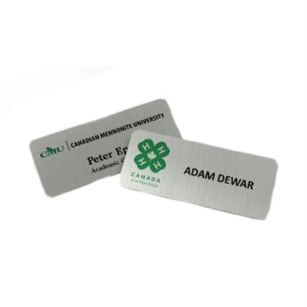 Name tag and badge - 1 1/2" x 3" satin silver... from ASI 76797 Pelican Graphics / Pelican Lures