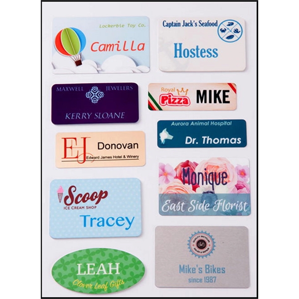 Name tag and badge - 2" x 3" satin silver aluminum.... from ASI 76797 Pelican Graphics / Pelican Lures
