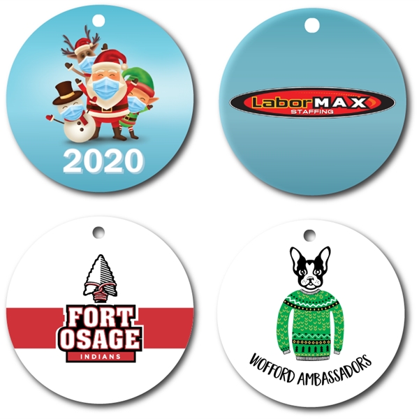 Powder coated double-sided FLAT round metal ornament with glittery finish.... from ASI 76797 Pelican Graphics / Pelican Lures