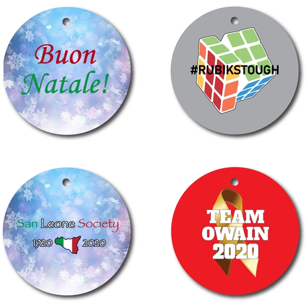 Powder coated double-sided FLAT round metal ornament with glittery finish.... from ASI 76797 Pelican Graphics / Pelican Lures