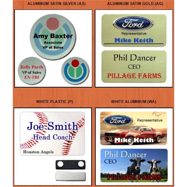 Name tag - 1" x 3" white aluminum.... from ASI 76797 Pelican Graphics / Pelican Lures